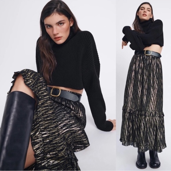 ZARA 🖤Metallic maxi skirt - Picture 1 of 7